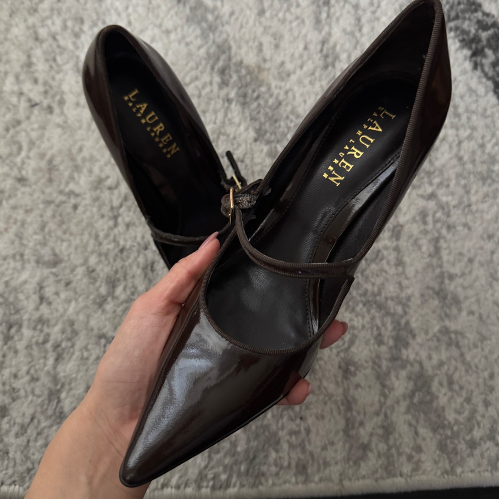 Ralph Lauren brown patent leather heels